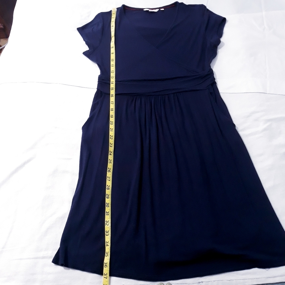 Boden Navy Wrap Midi Dress Short Sleeve Lightweight Size 10 Petite - Picture 12 of 13